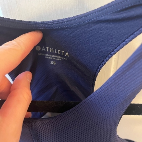 Athleta Intensity Support Tank Top Back Cut Out Navy Blue XS - Picture 6 of 8